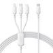 Кабель Baseus Silky One-for-Three Fast Charging Type-C (Micro USB+Lightning+Type-C) 100W (1.5m) White - ash-mobile.com.ua - фото 1