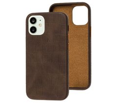 Чехол Leather Crocodile Case для iPhone 12 MINI Dark Brown купить