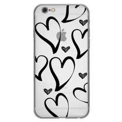 Чехол прозрачный Print Love Kiss для iPhone 6 Plus | 6s Plus Heart Black купить