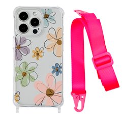 Чохол прозорий з ремінцем Print Flower для iPhone 7 Plus | 8 Plus Spring Breeze/Hot Pink купити