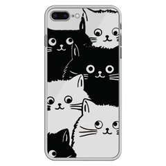 Чохол прозорий Print Animals для iPhone 7 Plus | 8 Plus Cats Black/White купити