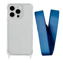 Чехол прозрачный с ремешком для iPhone XR Blue Cobalt купить