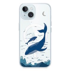 Чехол прозрачный Print Animal Blue with MagSafe для iPhone 15 Plus Whale