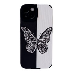 Чехол Ribbed Case для iPhone 15 Plus Big Butterfly Black/White