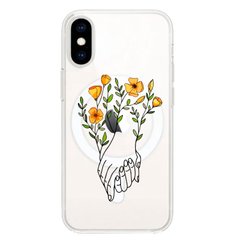 Чехол прозрачный Print Leaves with MagSafe для iPhone XS MAX Hands Flower купить