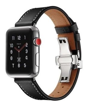 Ремешок Leather Butterfly для Apple Watch 42mm | 44mm | 45mm | 46mm | 49mm Black - ash-mobile.com.ua - фото 1