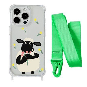 Чохол прозорий з ремінцем Print Happy Nice для iPhone 11 PRO MAX Sheep/Lime Green - ash-mobile.com.ua - фото 1