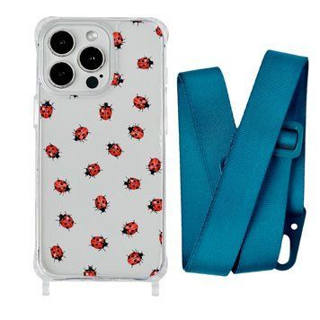Чохол прозорий з ремінцем Print Happy Nice для iPhone 13 PRO MAX Lazybug/Forest Green - ash-mobile.com.ua - фото 1