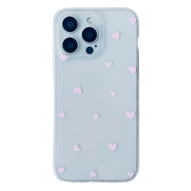 Чохол Transparent Hearts для iPhone 14 Plus Pink