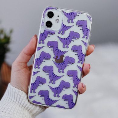 Чохол прозорий Print Dinosaur для iPhone 14 Plus Purple - ash-mobile.com.ua - фото 4