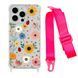Чохол прозорий з ремінцем Print Flower для iPhone 11 PRO MAX Sunflower/Hot Pink