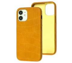 Чехол Leather Crocodile Case для iPhone 12 MINI Orange купить