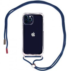 Чохол Crossbody Transparent на шнурку для iPhone 14 PRO MAX Blue