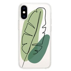 Чохол прозорий Print Leaves with MagSafe для iPhone XS MAX Green купити