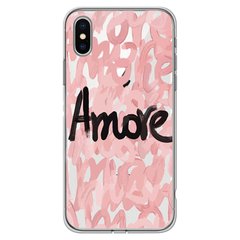 Чехол прозрачный Print Amore для iPhone X | XS Pink купить