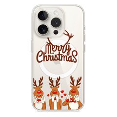 Чохол прозорий Print NEW YEAR with MagSafe для iPhone 11 PRO Three deer купити