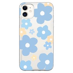 Чохол прозорий Print Flower Color для iPhone 11 Blue купити