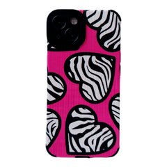 Чехол Ribbed Case для iPhone 15 Plus Heart zebra Pink