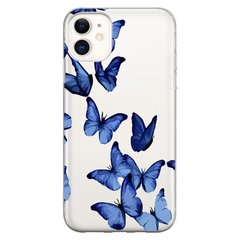 Чехол прозрачный Print Butterfly для iPhone 12 MINI Blue купить