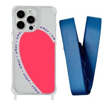 Чехол прозрачный с ремешком Print Mood swings для iPhone 17 Heart Amor/Blue Cobalt