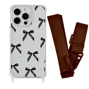 Чехол прозрачный с ремешком Print Mood swings для iPhone 16 PRO Bow Black/Brown - ash-mobile.com.ua - фото 1
