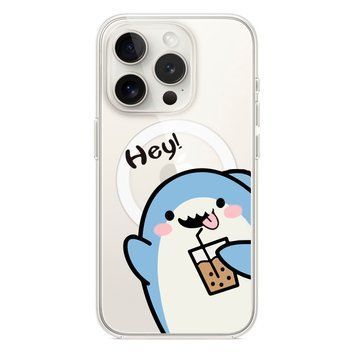 Чохол прозорий Print Shark with MagSafe для iPhone 15 PRO MAX Shark Cocktail - ash-mobile.com.ua - фото 1