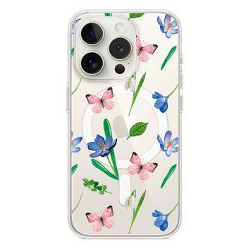 Чехол прозрачный Print Butterfly with MagSafe для iPhone 13 PRO MAX Pink - ash-mobile.com.ua - фото 1