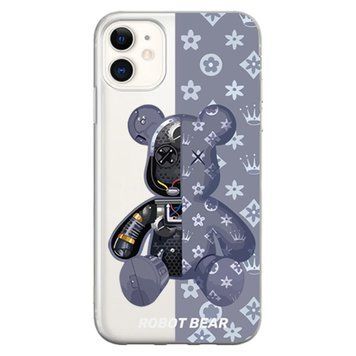 Чохол прозорий Print Robot Bear для iPhone 11 Lavender Grey - ash-mobile.com.ua - фото 1