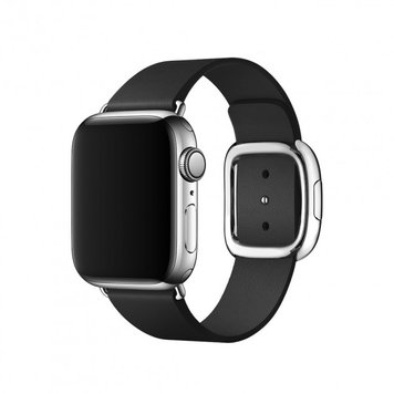 Ремінець Modern Buckle Leather для Apple Watch 38mm | 40mm | 41mm Black/Silver - ash-mobile.com.ua - фото 1