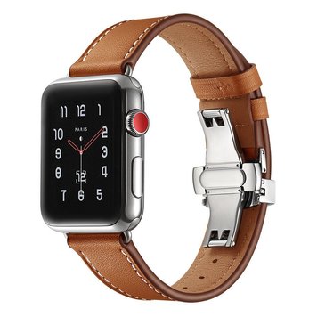 Ремешок Leather Butterfly для Apple Watch 42mm | 44mm | 45mm | 46mm | 49mm Brown - ash-mobile.com.ua - фото 1