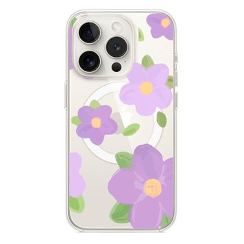 Чехол прозрачный Print Flower Color with MagSafe для iPhone 11 PRO MAX Purple - ash-mobile.com.ua - фото 1