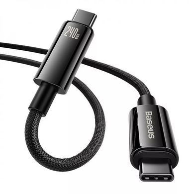 Кабель Baseus Tungsten Gold fast charging Type-C to Type-C 240W (3m) Black - ash-mobile.com.ua - фото 2