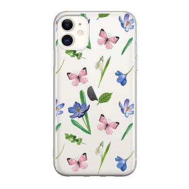 Чохол прозорий Print Butterfly для iPhone 12 MINI Pink купити