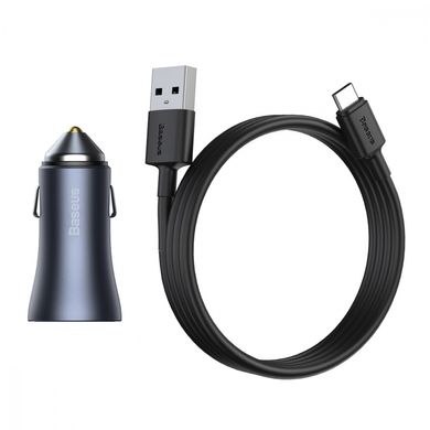 Автомобільний ЗП Baseus Golden Contactor Pro 40W + Cable USB to Type-C 5A (1m) Dark Grey купити
