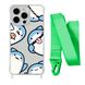 Чохол прозорий з ремінцем Print Shark для iPhone 15 PRO Shark More/Lime Green