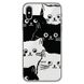 Чехол прозрачный Print Animals для iPhone X | XS Cats Black/White купить