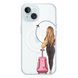 Чехол прозрачный Print Adventure Girls with MagSafe для iPhone 15 Pink Bag - ash-mobile.com.ua - фото 1