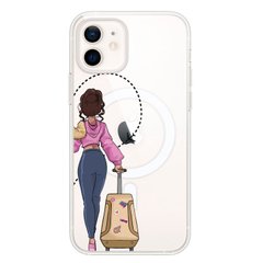 Чехол прозрачный Print Adventure Girls with MagSafe для iPhone 12 MINI Beige Bag купить