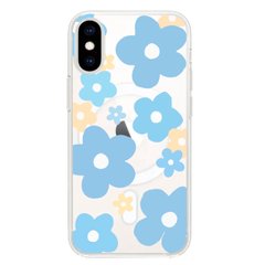 Чехол прозрачный Print Flower Color with MagSafe для iPhone XS MAX Blue купить