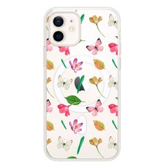 Чехол прозрачный Print Butterfly with MagSafe для iPhone 12 MINI Pink/White купить
