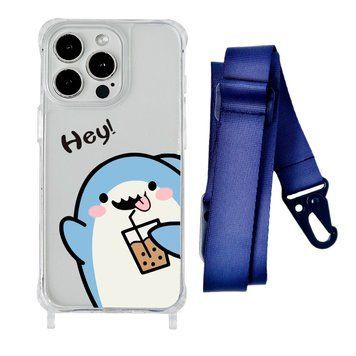 Чехол прозрачный с ремешком Print Shark для iPhone 17 Air Shark Cocktail/Midnight Blue