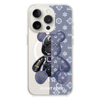 Чохол прозорий Print Robot Bear with MagSafe для iPhone 12 PRO MAX Lavender Grey - ash-mobile.com.ua - фото 1
