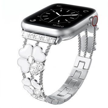 Ремінець Flower Steel Band для Apple Watch 42mm | 44mm | 45mm | 46mm | 49mm Silver/White - ash-mobile.com.ua - фото 1