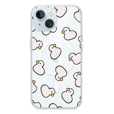 Чехол прозрачный Print Duck with MagSafe для iPhone 15 White