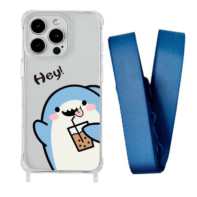 Чохол прозорий з ремінцем Print Shark для iPhone 11 PRO MAX Shark Cocktail/Blue Cobalt - ash-mobile.com.ua - фото 1