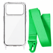 Чехол прозрачный с ремешком для iPhone 18 PRO MAX Lime Green