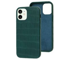 Чехол Leather Crocodile Case для iPhone 12 MINI Forest Green купить