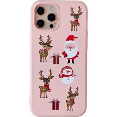 Чехол WAVE Fancy Case для iPhone 12 | 12 PRO Santa Claus/Deer/Snowman Pink Sand купить