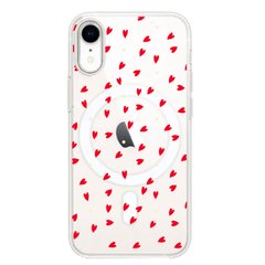 Чохол прозорий Print Love Kiss with MagSafe для iPhone XR More Hearts купити