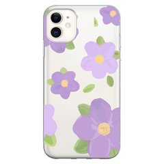 Чохол прозорий Print Flower Color для iPhone 11 Purple купити
